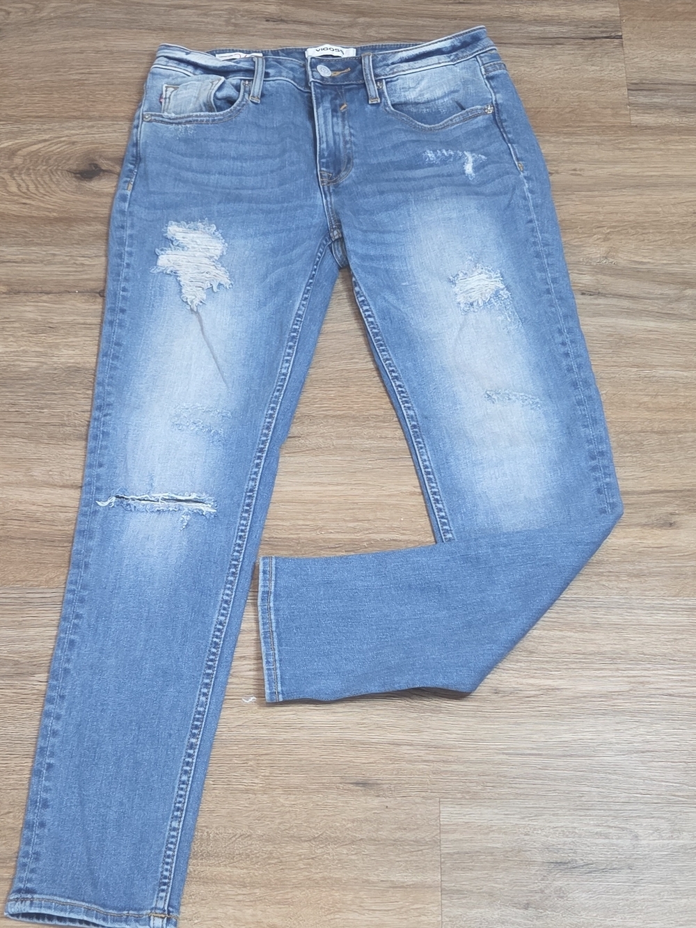 Vigoss Light Blue Distressed Medium Wash Women's Skinny Jeans
